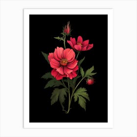 Red Cosmos Flowers Art Print