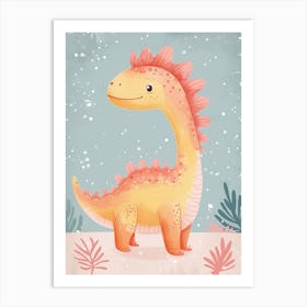 Cute Cartoon Therizinosaurus Dinosaur Watercolour 2 Art Print