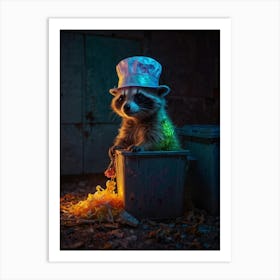 Raccoon In Hat Art Print