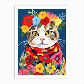 Scottish Fold Cat With A Flower Crown Painting Matisse Style 2 Art Print