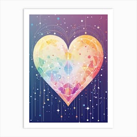 Celestial Rainbow Heart Line Details 2 Art Print