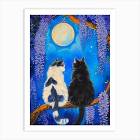 Cats In The Moonlight Art Print