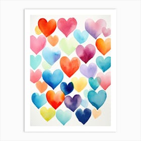 Watercolor Hearts 6 Art Print