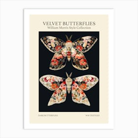 Velvet Butterflies Collection Dark Butterflies William Morris Style 9 Art Print