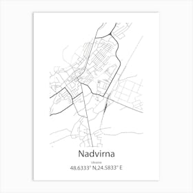 Nadvirna,Ukraine Minimalist Map Art Print