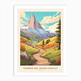 Torres Del Paine Circuit Chile 3 Hike Poster Art Print