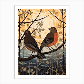 Art Nouveau Birds Poster Blackbird 3 Art Print