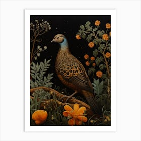 Dark And Moody Botanical Partridge 4 Art Print