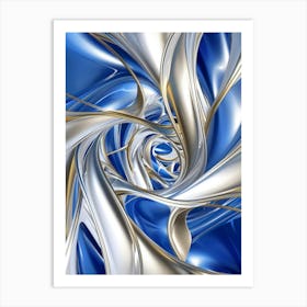 Abstract Blue And Gold 9 Art Print