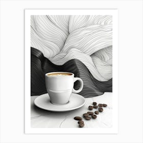 Coffee Cup With Coffee Beans 1 Art Print