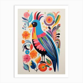 Colourful Scandi Bird Rooster 1 Art Print