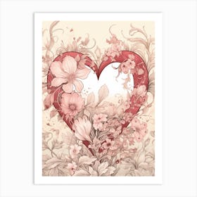 Blush Pink Floral Tree Heart Vintage  7 Art Print