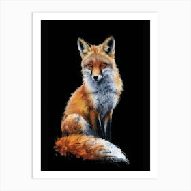 Fox Black background Art Print