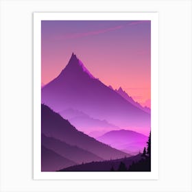 Misty Mountains Vertical Composition In Purple Tone 34 Art Print