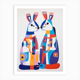 Colourful Kids Animal Art Arctic Hare Art Print
