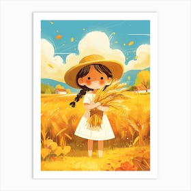 Cute Little Girl In A Wheat Field 15 Poster