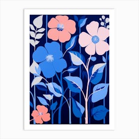 Blue Flower Illustration Impatiens 1 Art Print