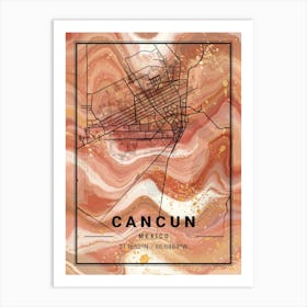 Cancun Map Art Print