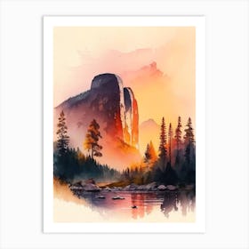 Yosemite National Park Watercolour 2 Art Print