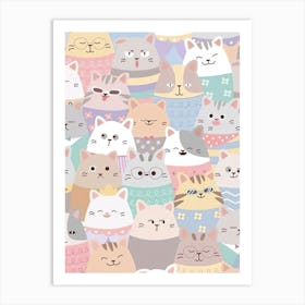 Kawaii Cats 1 Art Print