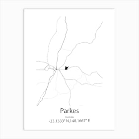 Parkes,Australia Minimalist Map Art Print