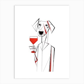 Dog And Cocktail Line Art 3 Art Print