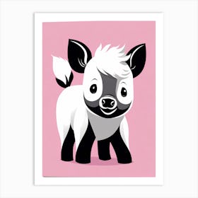 Playful foal On Solid pink Background, modern animal art, baby horse Art Print