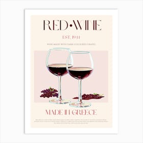Red Wine Mid Century Art Print
