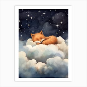 Baby Fox 5 Sleeping In The Clouds Art Print