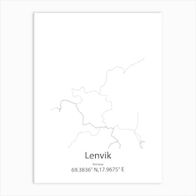 Lenvik,Norway Minimalist Map Art Print