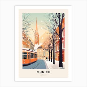 Vintage Winter Travel Poster Munich Germany 4 Art Print