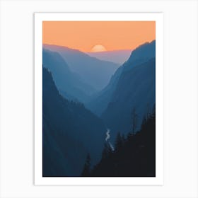 Sunset In Yosemite National Park Art Print