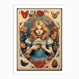 Alice In Wonderland Vintage Playing Card 3 Art Print