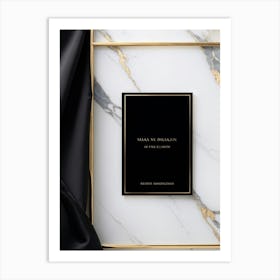 Black Card Engagement Invitation Featuring A Sleek Modern Geometric Design Bathed In A Luxurious G (1) Art Print