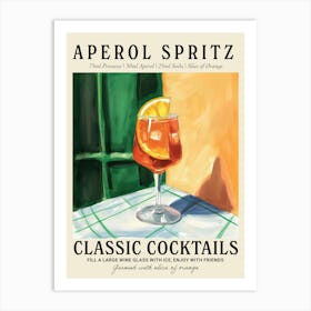 Aperol Spritz Cocktail Recipe Vintage Kitchen Illustration Art Print