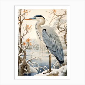 Winter Bird Painting Great Blue Heron 3 Art Print