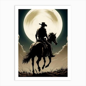 Cowboy On Horseback Art Print