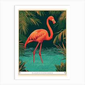 Greater Flamingo Ra Lagartos Yucatan Mexico Tropical Illustration 1 Poster Art Print