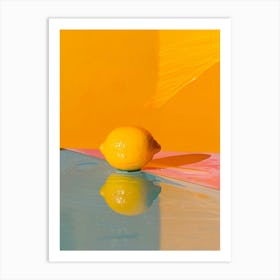 Lemon On A yellow Background Art Print