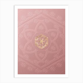 Geometric Gold Glyph on Circle Array in Pink Embossed Paper n.0035 Art Print