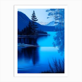 Blue Lake Landscapes Waterscape Crayon 2 Art Print