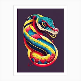 Chinese Cobra Snake Tattoo Style Art Print