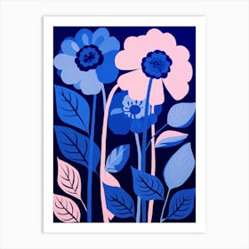 Blue Flower Illustration Gerbera Daisy 2 Art Print