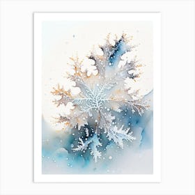 Fernlike Stellar Dendrites, Snowflakes, Storybook Watercolours 1 Art Print