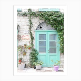 Green Doorway Greece Art Print
