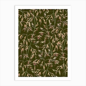 Native Themeda Grass Pattern On Olive Art Print