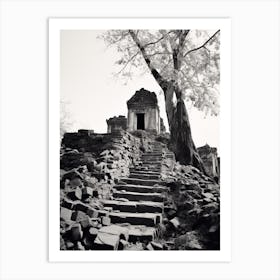 Krong Siem Reap, Cambodia, Black And White Old Photo 2 Art Print