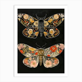 Butterfly Night Symphony William Morris Style 1 Art Print