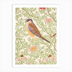 Eurasian Sparrowhawk William Morris Style Bird Art Print