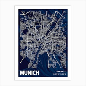 Munich Crocus Marble Map Art Print